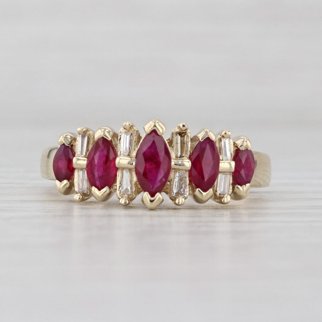 Light Gray 1ctw Ruby Diamond Pyramid Rooftop Ring 14k Yellow Gold Size 6.75