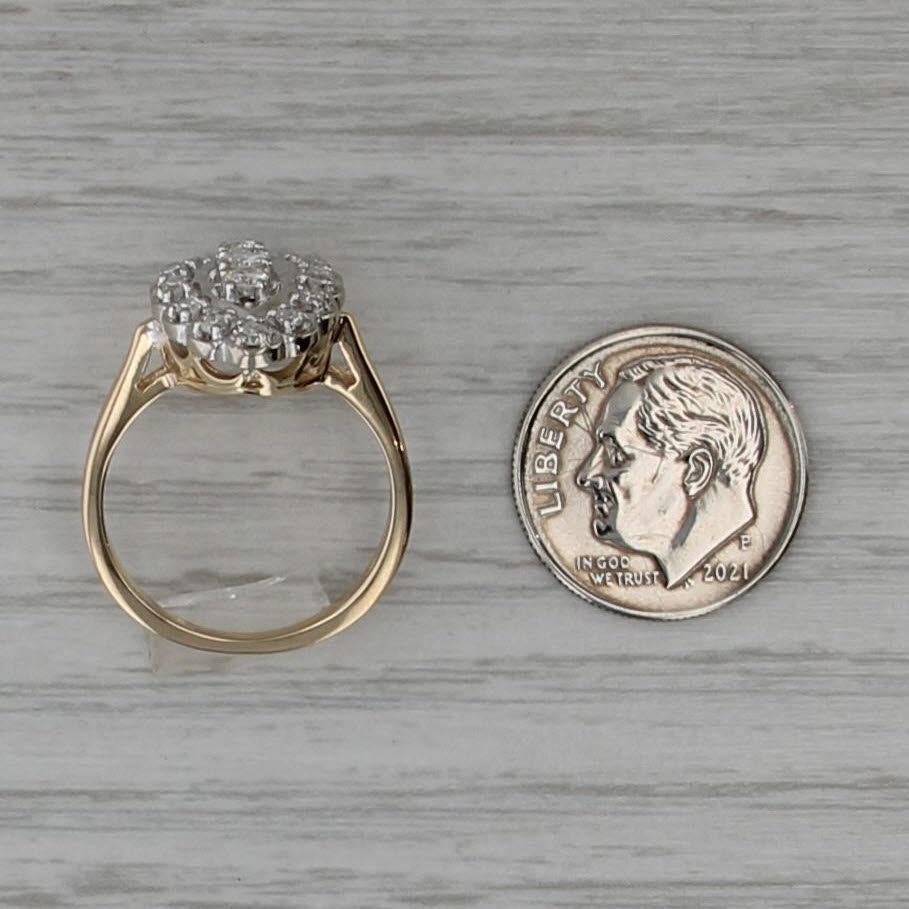 0.38ctw Diamond 3-Stone Halo Princess Ring 14k White Yellow Gold Size 6.25