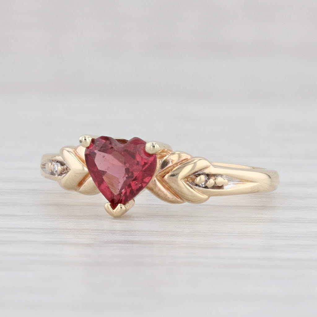 Light Gray Vintage Richard Klein 0.78ct Garnet Heart Ring 14k Gold Sz 7 January Birthstone