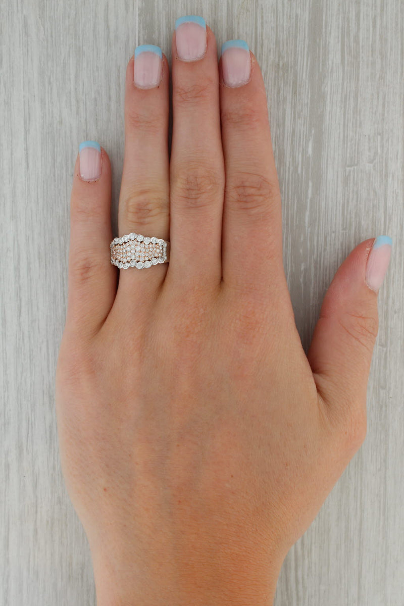 Rosy Brown New 0.80ctw Diamond Ring 14k Rose White Gold Size 7 Cluster