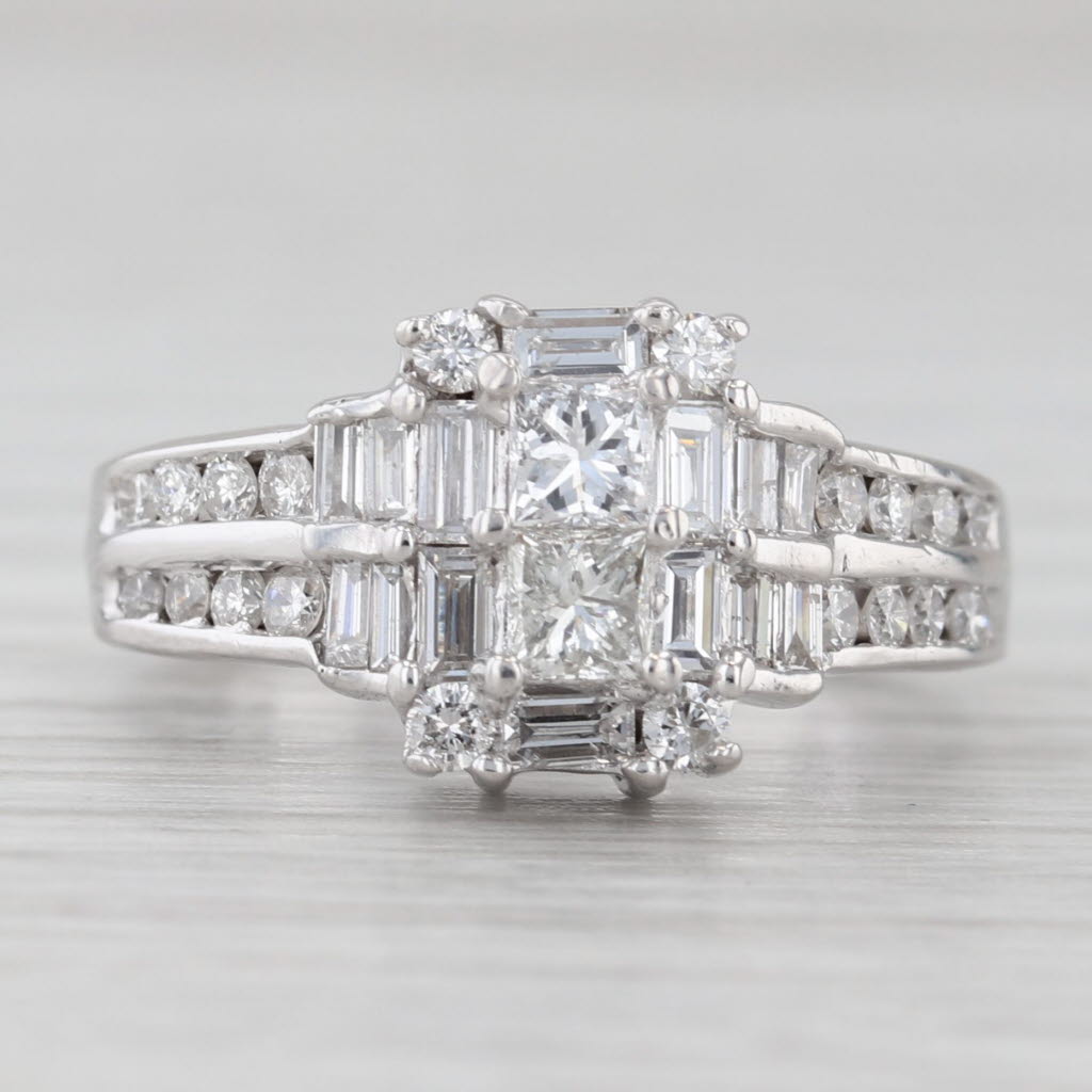 Light Gray 0.98ctw Diamond Engagement Ring 14k White Gold Size 4.25
