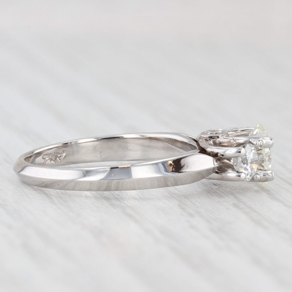 Light Gray 1.38ctw Round Diamond 3-Stone Engagement Ring 18k White Gold Size 7