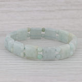 Green Jadeite Jade Bead Stretch Bracelet 6.75" Adjustable