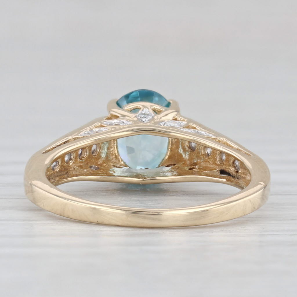 2.10ctw Blue Zircon Diamond Ring 14k Yellow Gold Size 6 Engagement