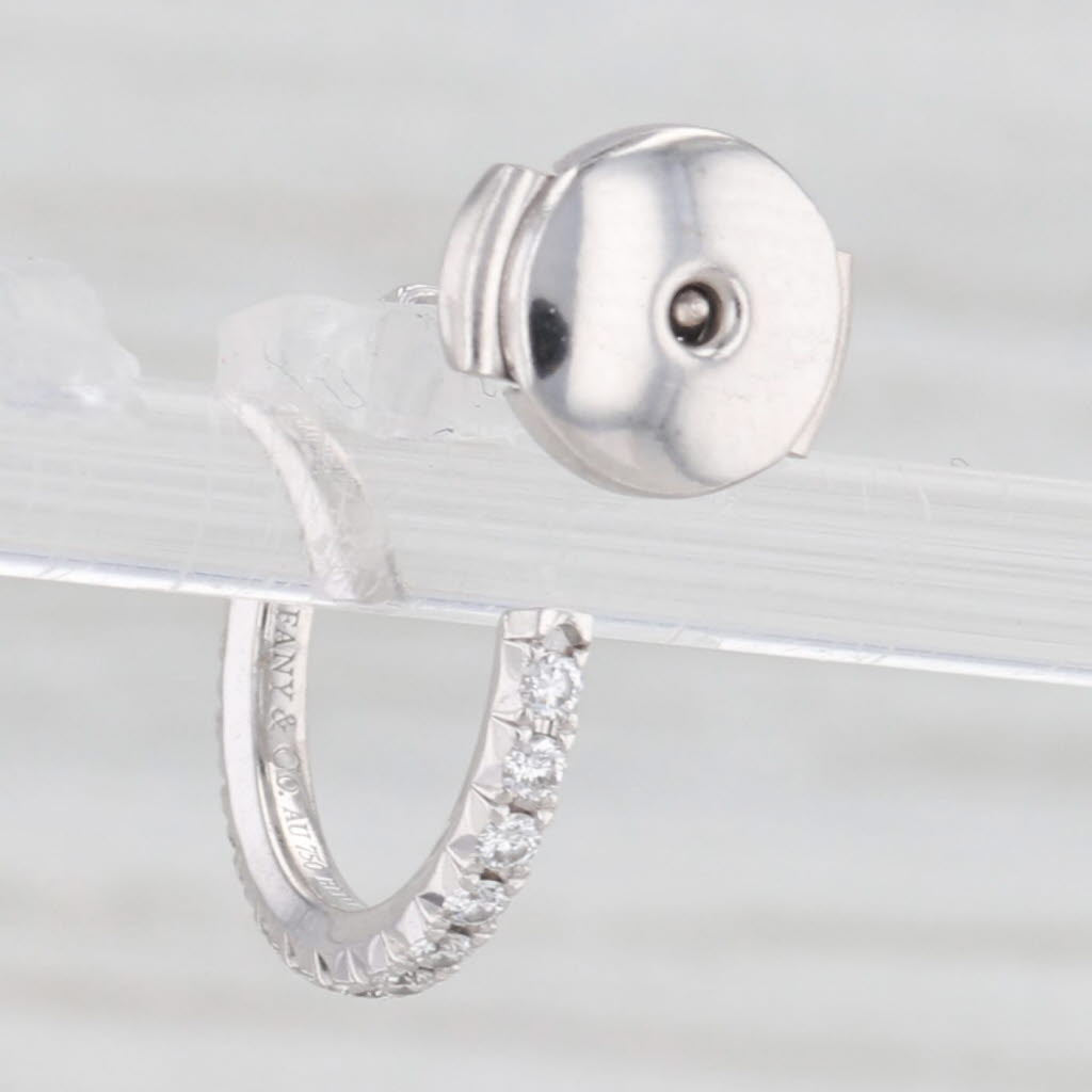 Light Gray Single Tiffany Metro Hoop Earring 0.15ctw Diamond 18k White Gold Belgium