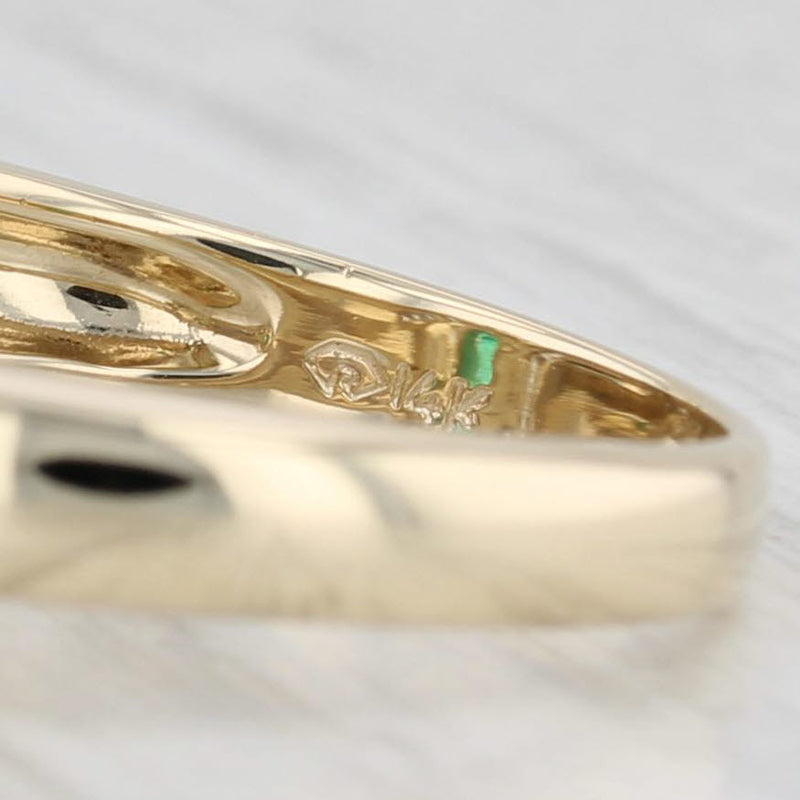 Oval Emerald Diamond Halo Ring 14k Yellow Gold Size 6.5 Bypass