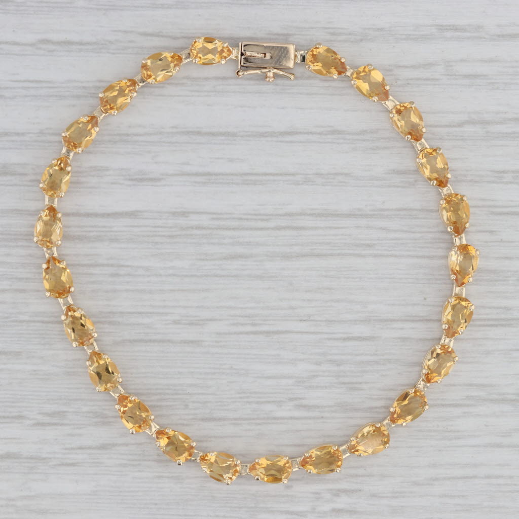 Gray 8.40ctw Orange Citrine Tennis Bracelet 14k Yellow Gold 7" 4.1mm