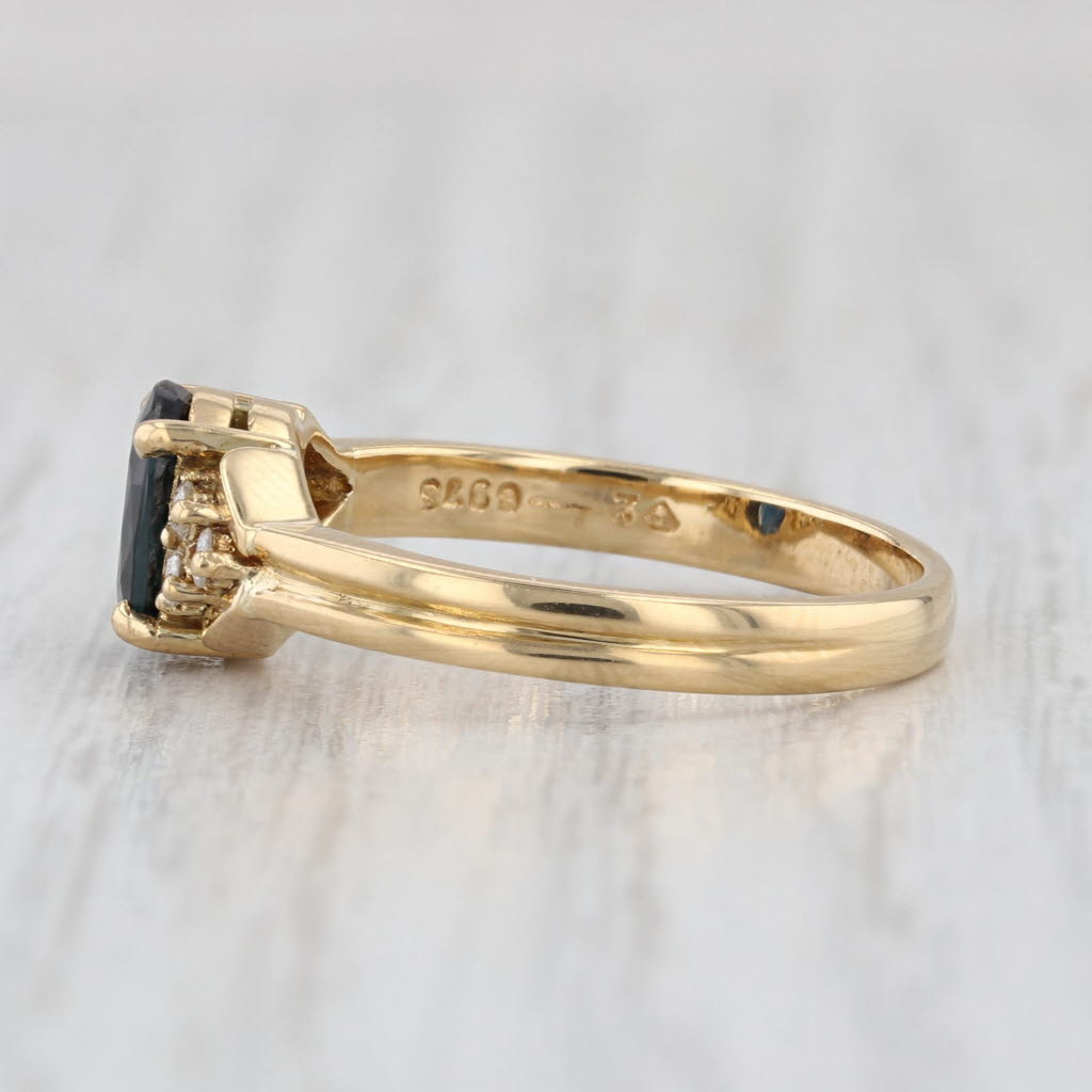 1.22ctw Blue Sapphire Diamond Ring 18k Yellow Gold Size 6.75