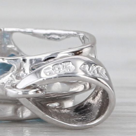 0.98ctw Blue Topaz Diamond Heart Pendant 14k White Gold