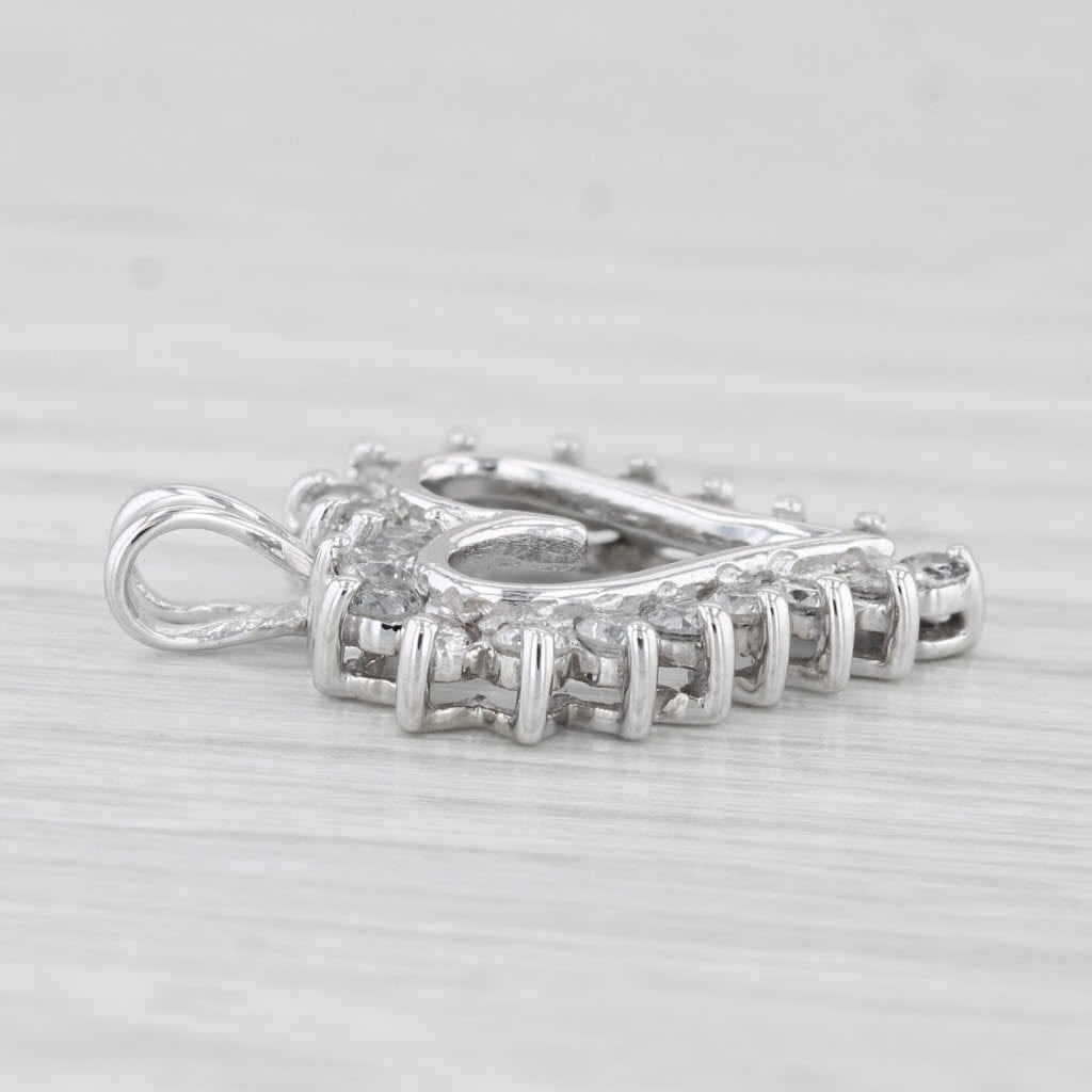 Light Gray 1ctw Diamond Halo Open Heart Pendant 10k White Gold