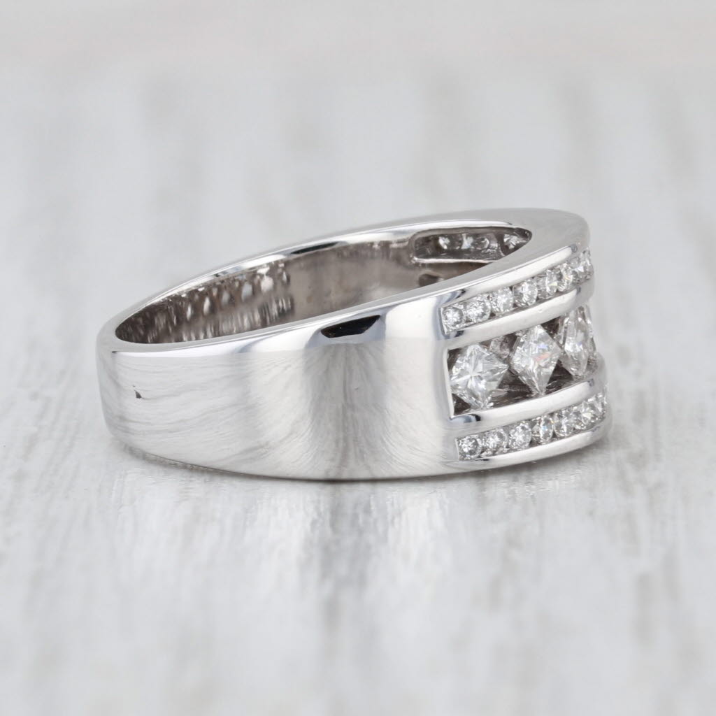 0.91ctw Diamond Ring 14k White Gold Size 7 Wedding Anniversary Band