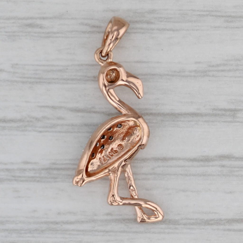 Gray Diamond Accented Flamingo Pendant 10k Rose Gold