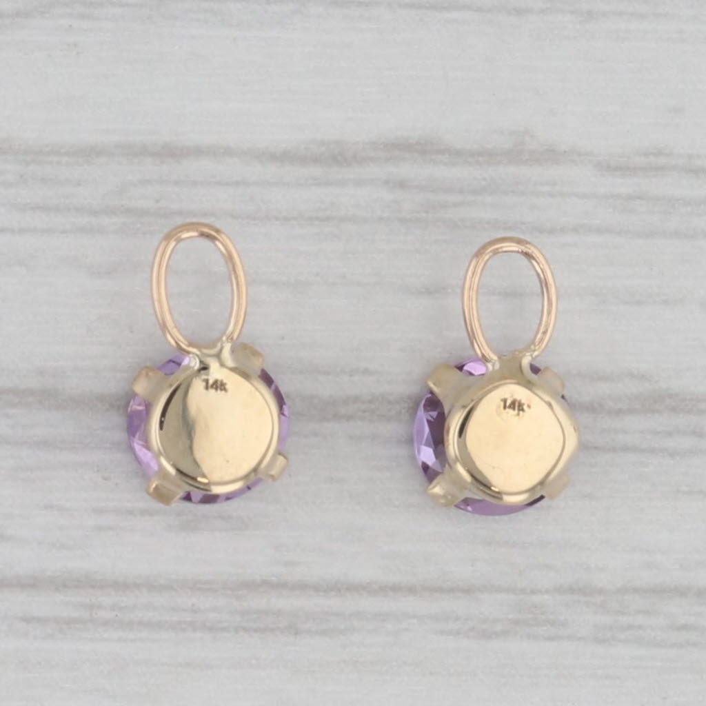 Gray 0.96ctw Amethyst Solitaire Earrings Enhancer Charms 14k Yellow Gold