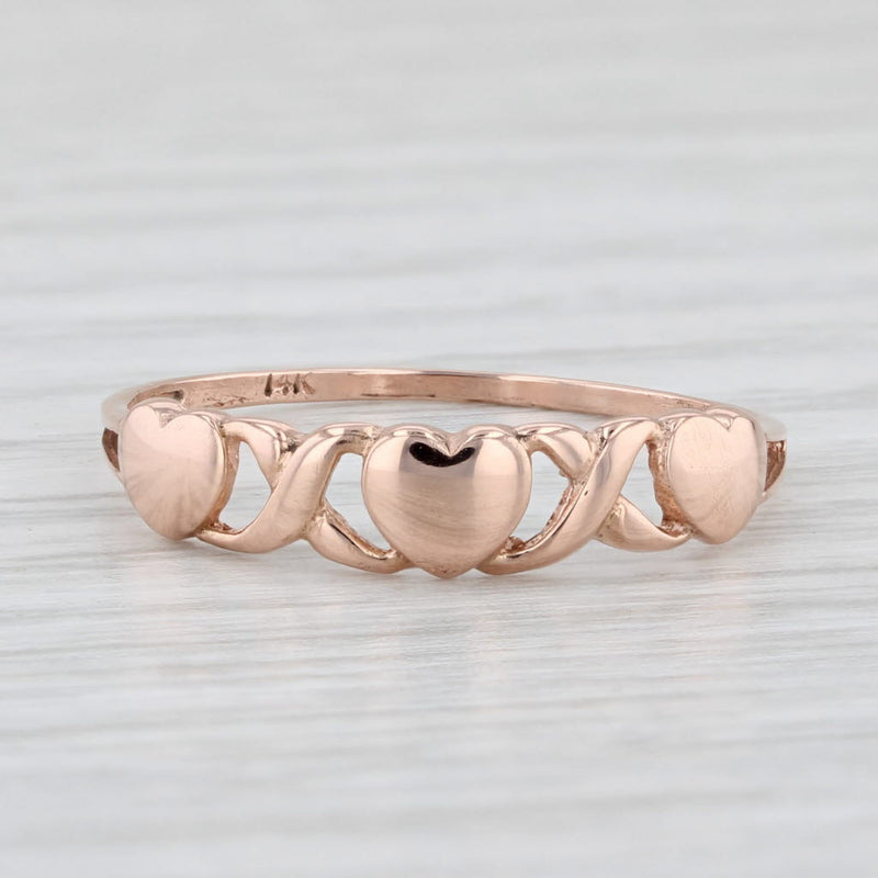 XO Heart Ring 14k Rose Gold Size 8 Stackable Band