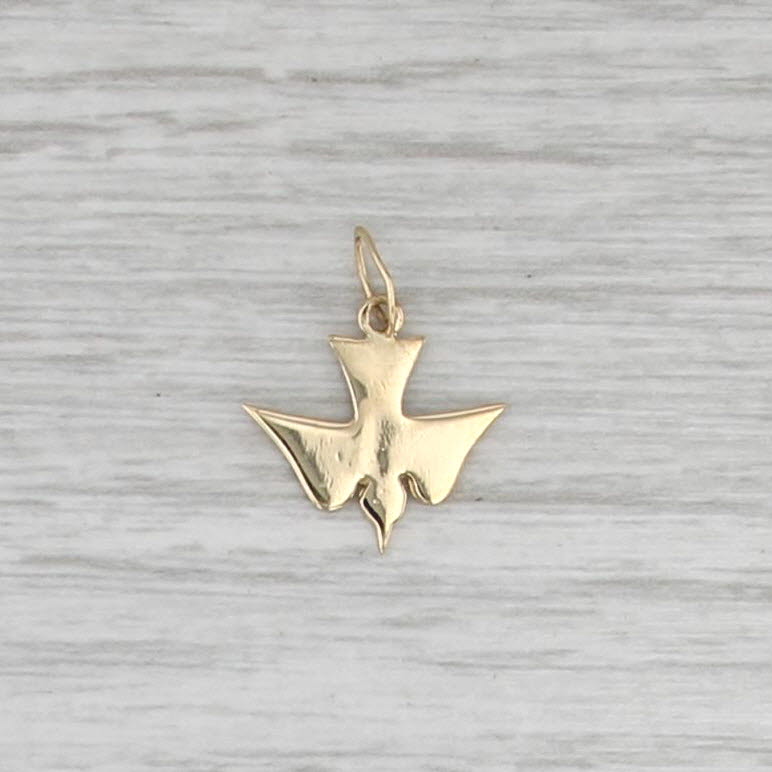 Small Flying Bird Pendant 18k Yellow Gold Little Charm