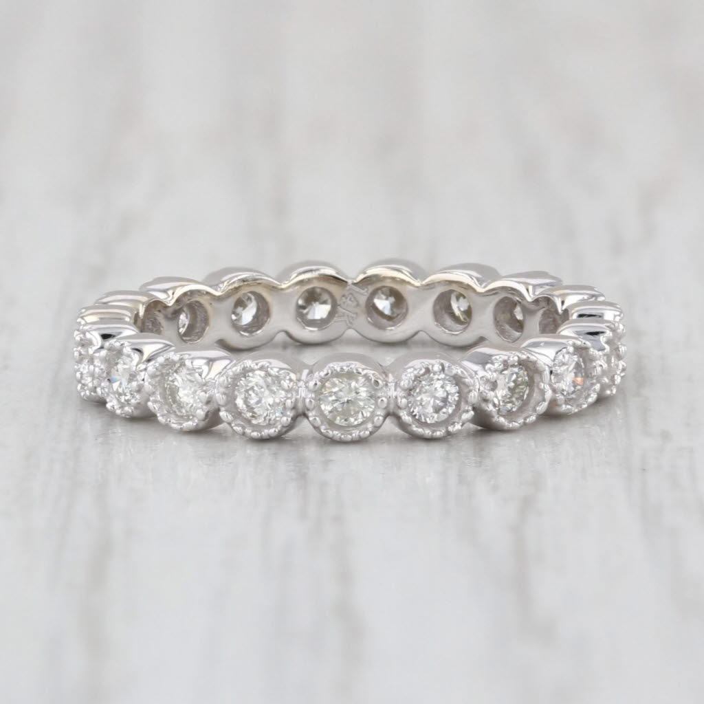 0.54ctw Diamond Eternity Band 14k White Gold Stackable Wedding Anniversary Ring