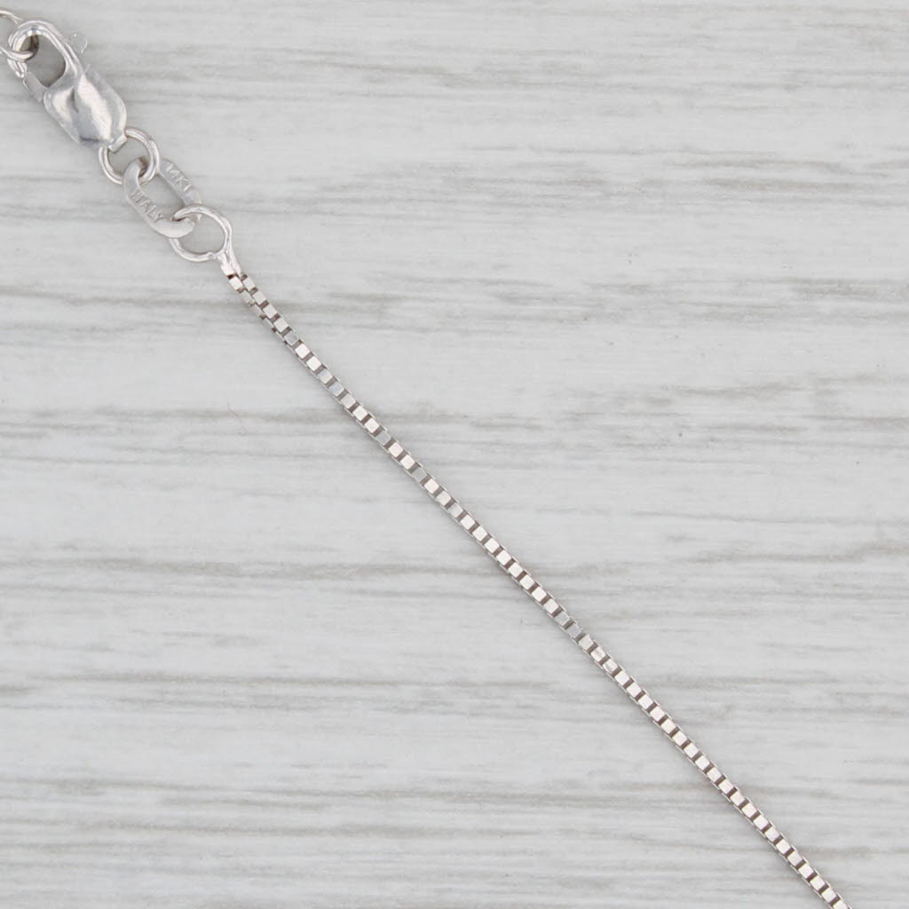 Light Gray 16" 0.8mm Box Chain Necklace 14k White Gold Lobster Clasp