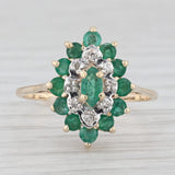 0.93ctw Emerald Diamond Halo Ring 10k Yellow Gold Size 7.5