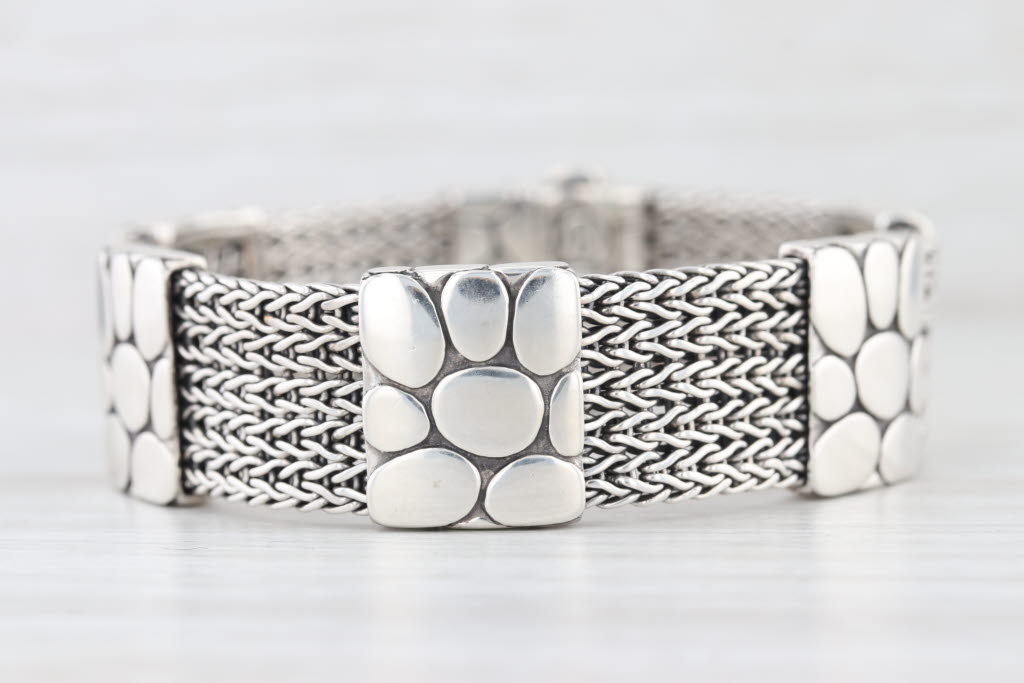 John Hardy Dragon Station Bracelet Sterling Silver 7" 17.2mm Snap Clasp