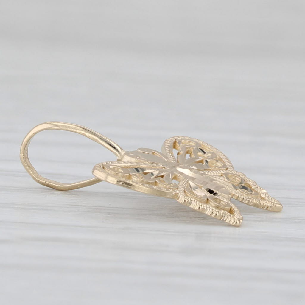 Light Gray Small Butterfly Pendant 14k Yellow Gold