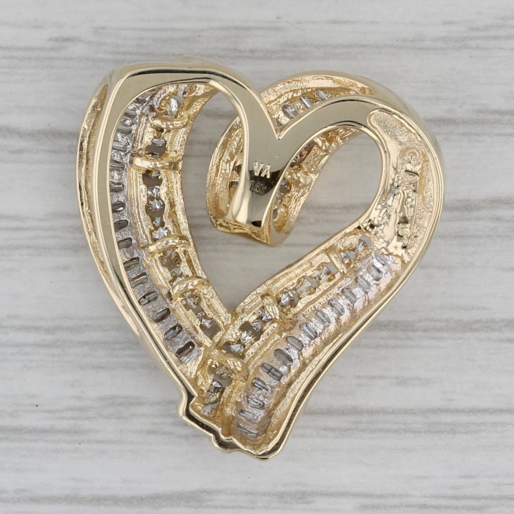 Gray 0.70ctw Diamond Open Heart Pendant 14k Yellow Gold