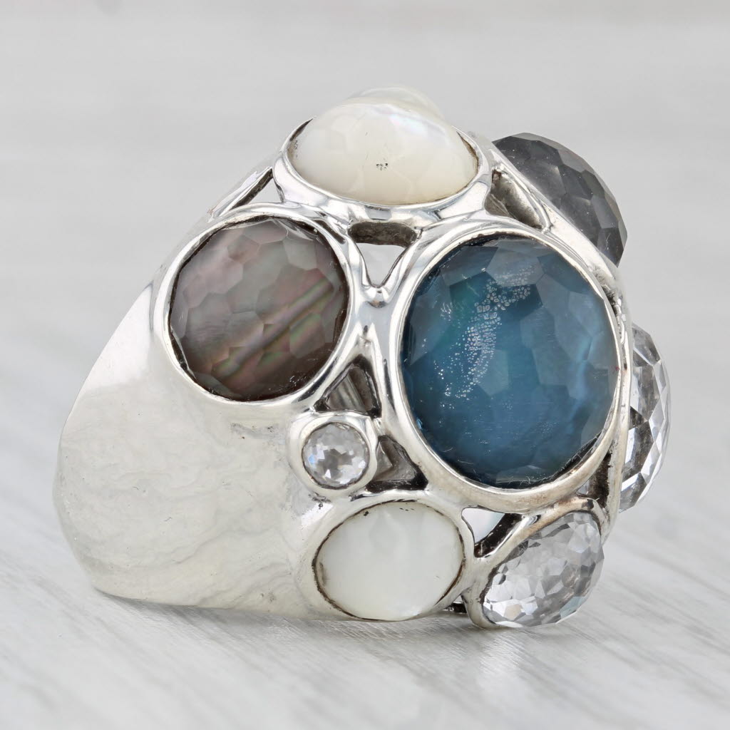 Light Gray Ippolita Rock Candy Collection Ring Sterling Silver Mother of Pearl Quartz