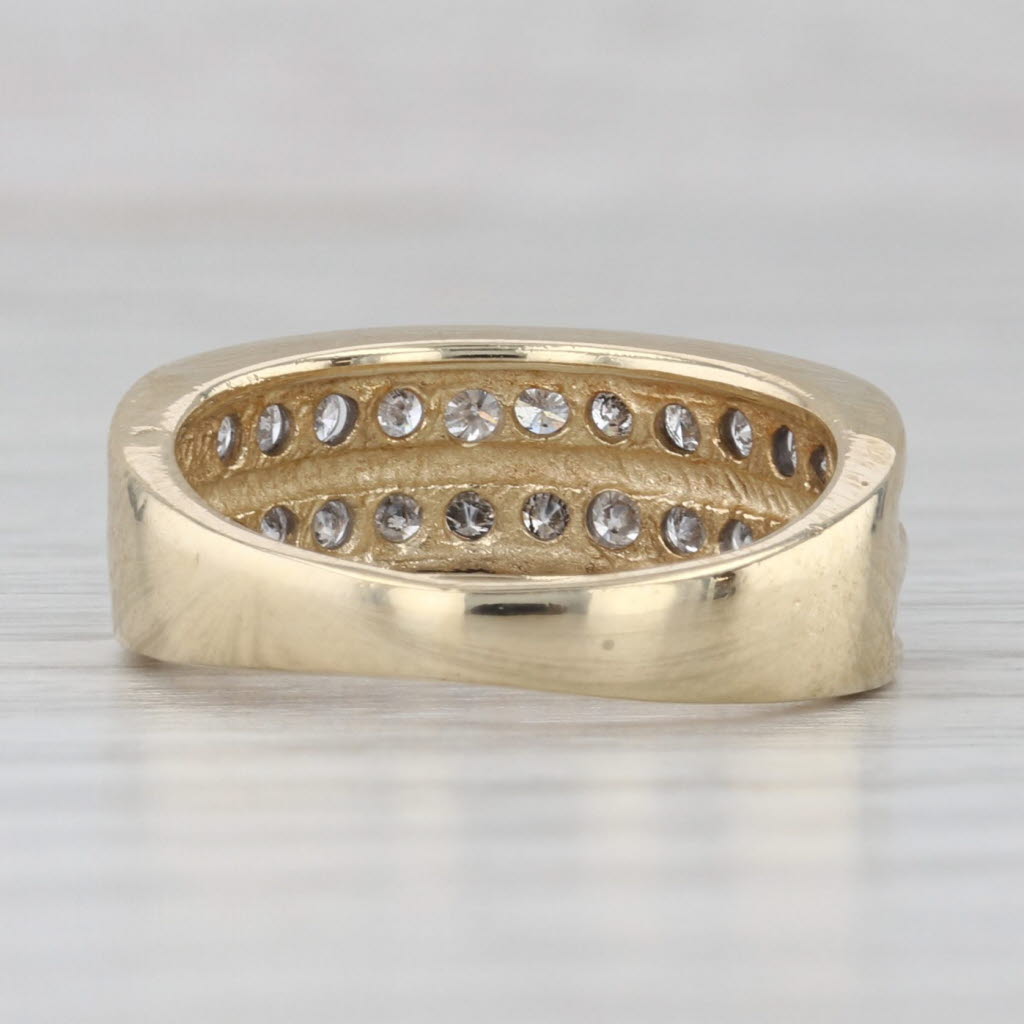 Light Gray 0.44ctw Diamond Double Band Ring 14k Yellow Gold Size 5-5.25 Wedding Stackable