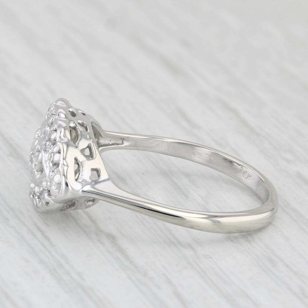 Light Gray Vintage 0.20ctw Diamond Princess Ring 14k White Gold Size 6.75