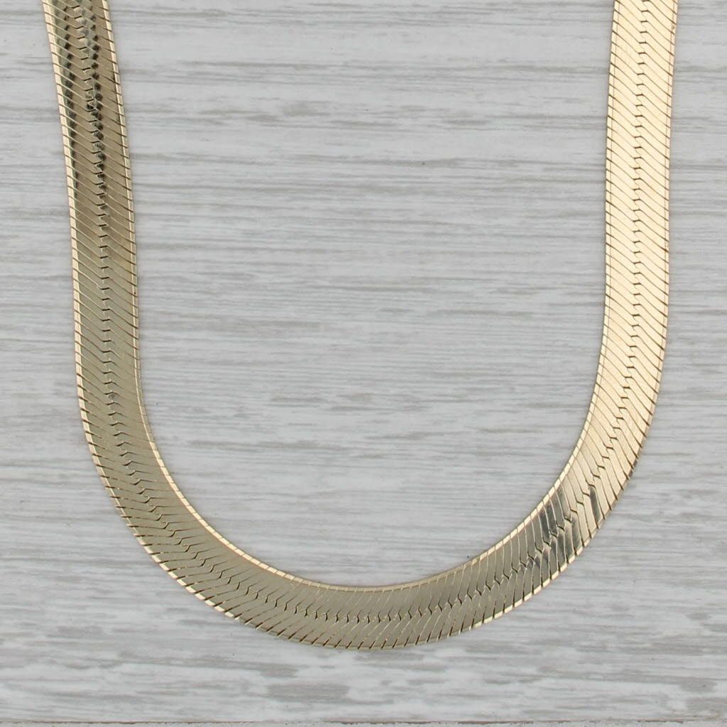 18" Herringbone Necklace 14k Yellow Gold 7.6mm Italy