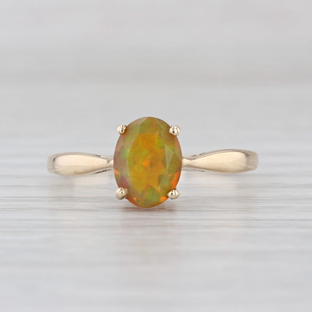 Yellow Opal Oval Solitaire Ring 10k Yellow Gold Size 7.25