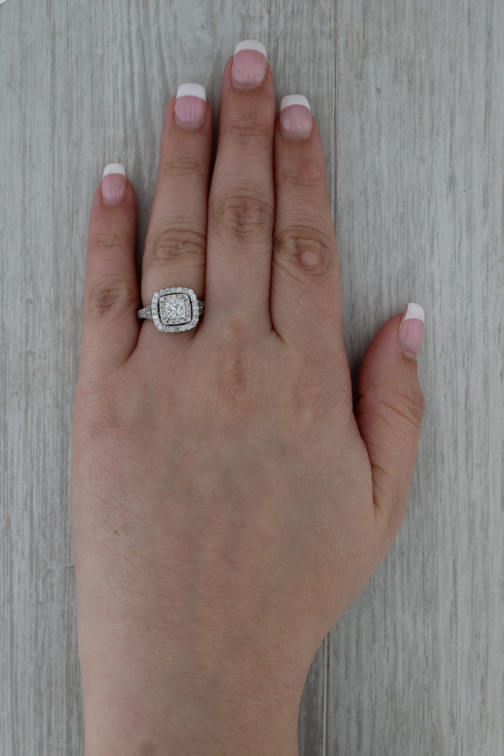 Neil Lane 1.78ctw Princess Diamond Halo Engagement Ring 14k White Gold Size 5.25