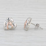 0.10ctw Diamond Heart Stud Earrings 10k Rose White Gold