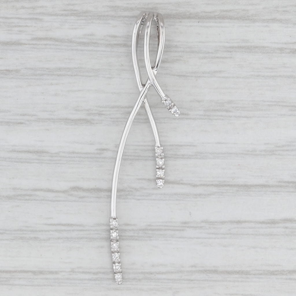 Light Gray Diamond Fringe Pendant 10k White Gold Drop