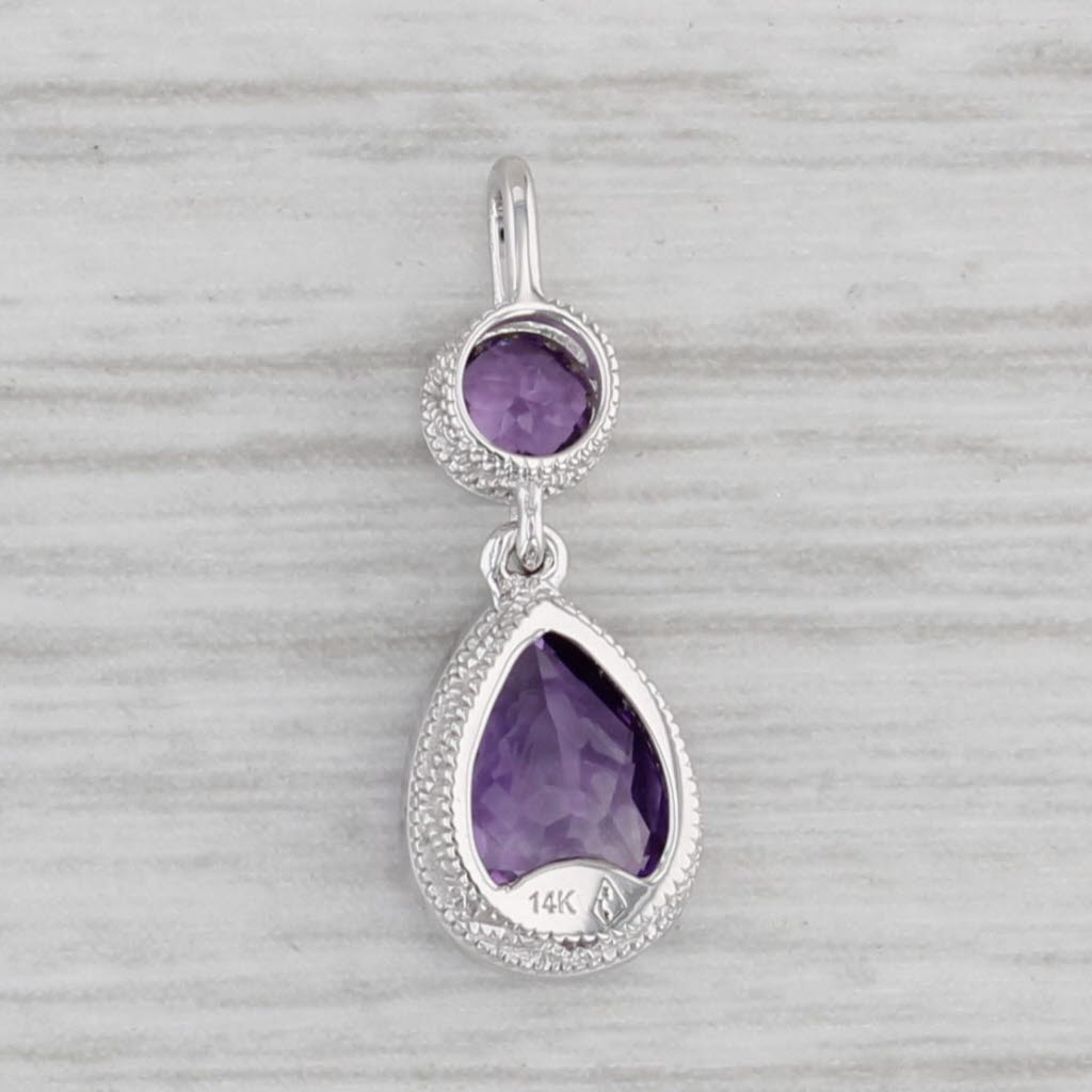 Gray New 0.79ctw Amethyst Teardrop Pendant 14k White Gold