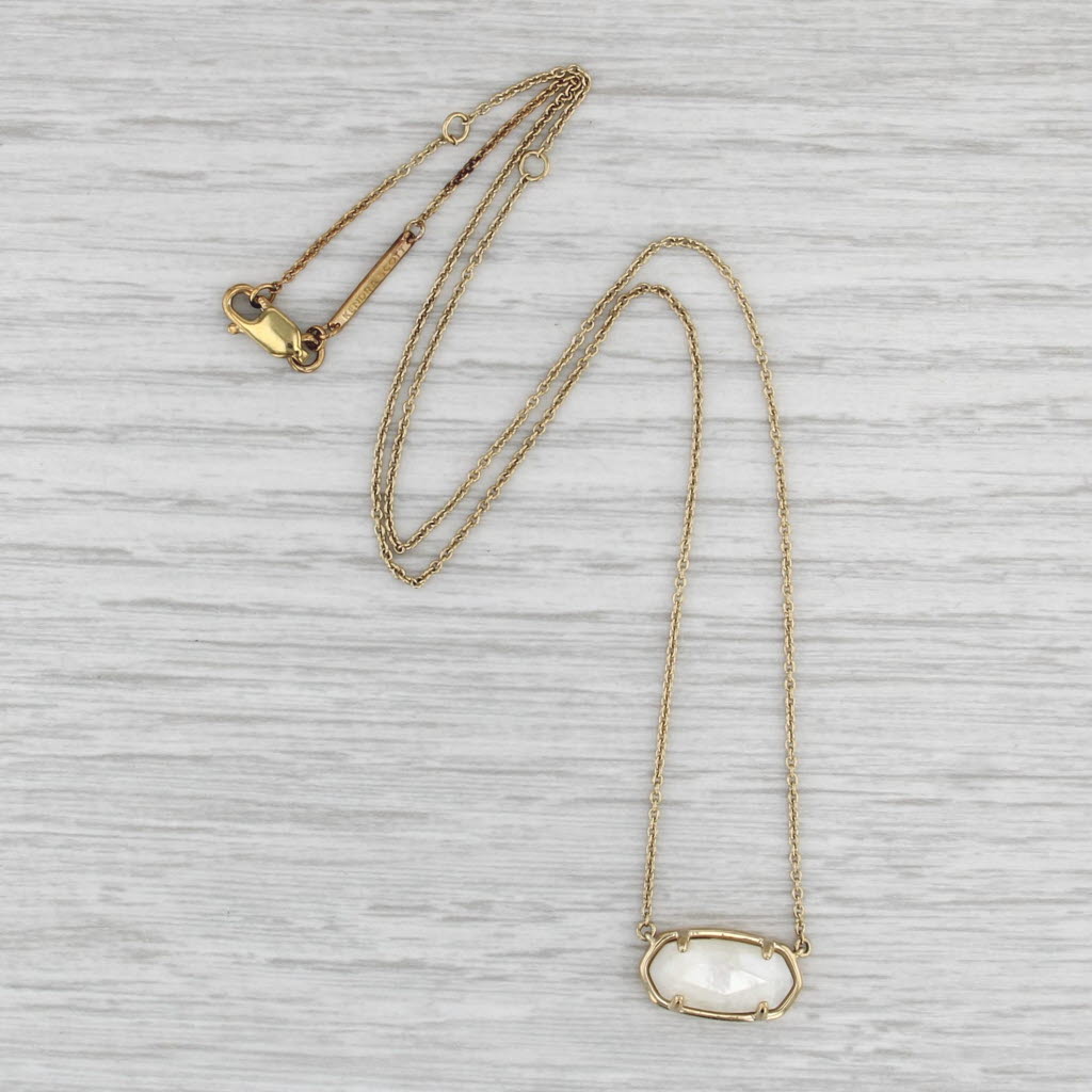 Kendra Scott Mother of Pearl Shell Pendant Necklace Sterling Silver Gold Plated