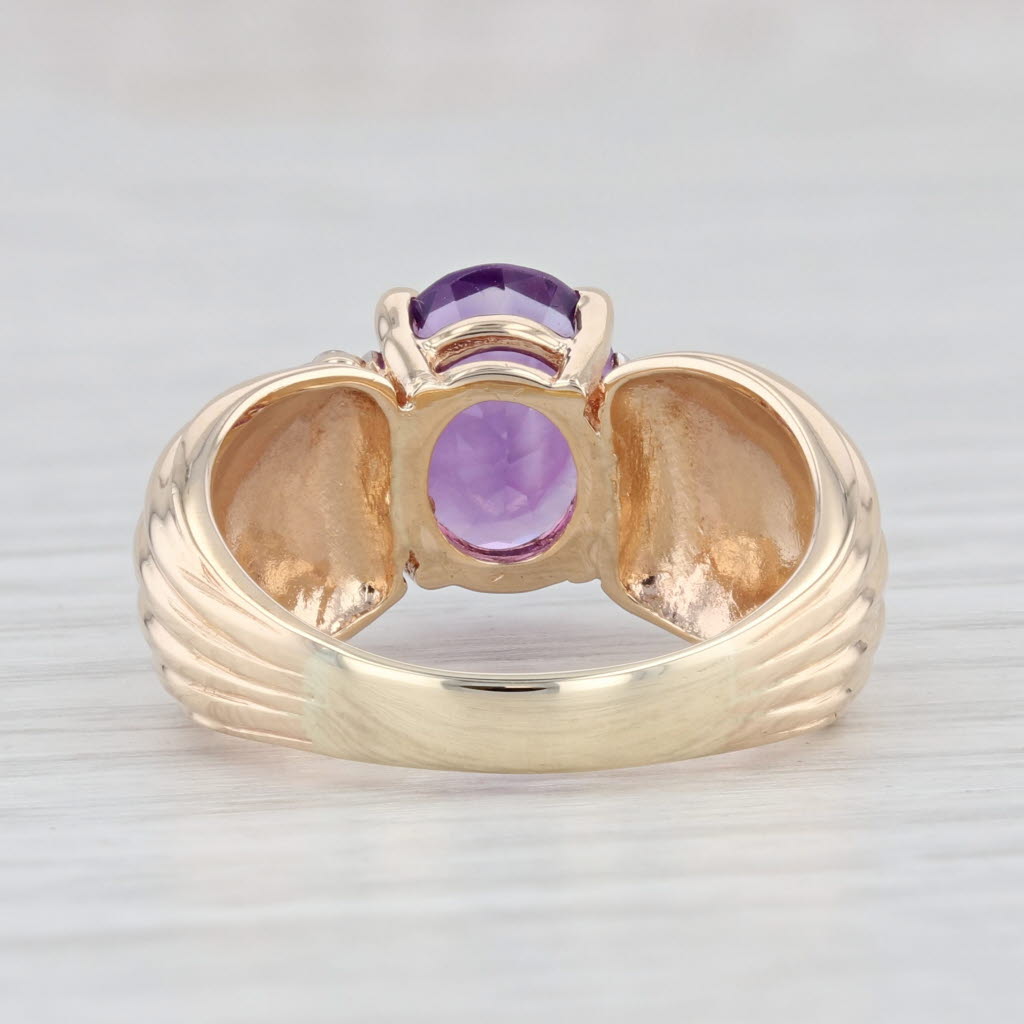 Light Gray 2.49ctw Oval Amethyst Diamond Ring 14k Yellow Gold Size 7