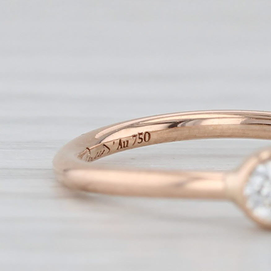 Light Gray Tiffany Diamond Solitaire Wave Ring w/ Box 18k Rose Gold Size 4.5 Perreti