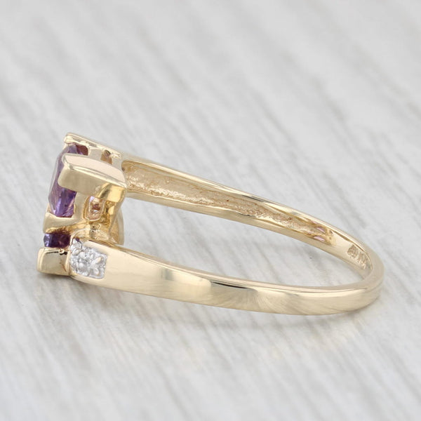 0.80ctw Amethyst Bypass Ring 10k Yellow Gold Size 7 Diamond Accents