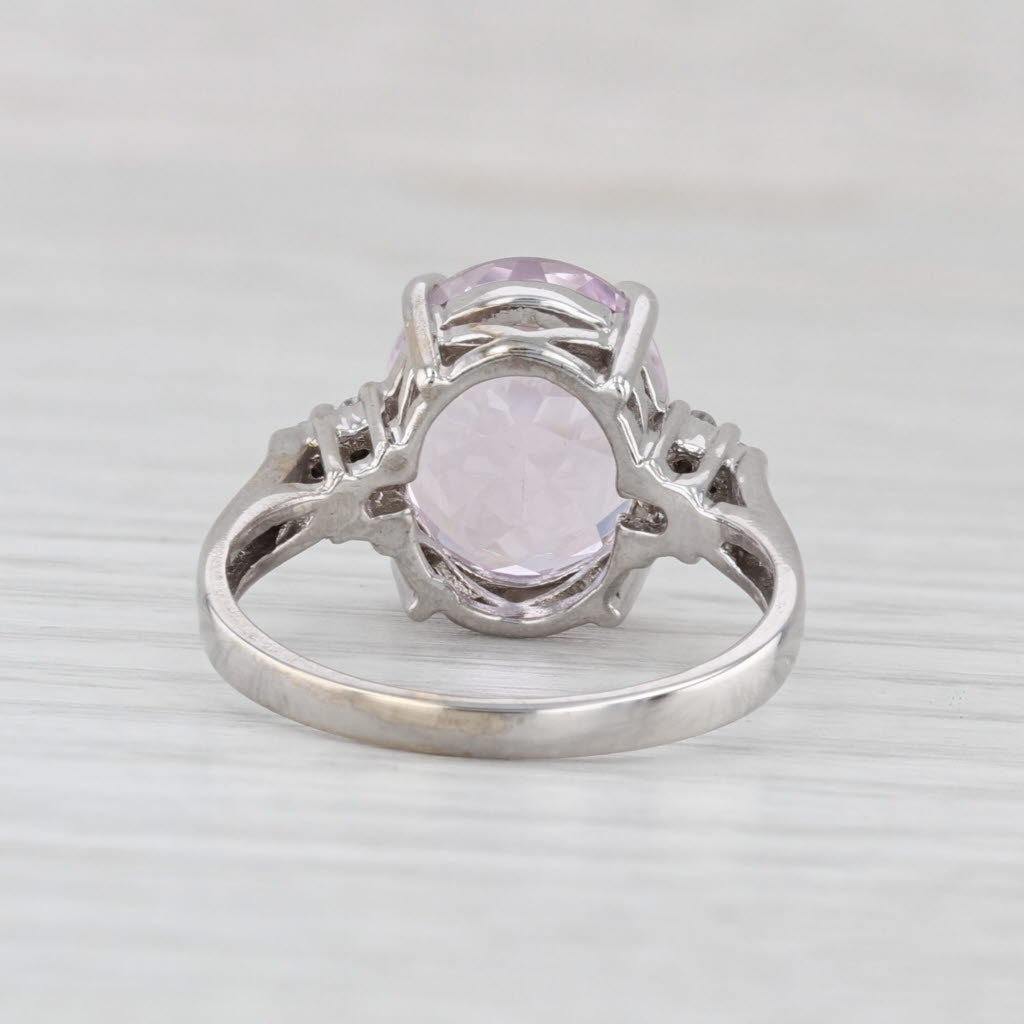 5.88ctw Pink Kunzite Diamond Ring 14k White Gold Size 8