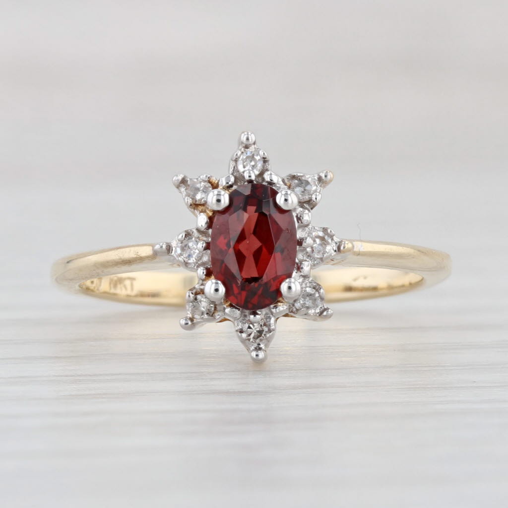 Light Gray 0.62ctw Garnet Diamond Halo Ring 10k Yellow Gold Size 6.5