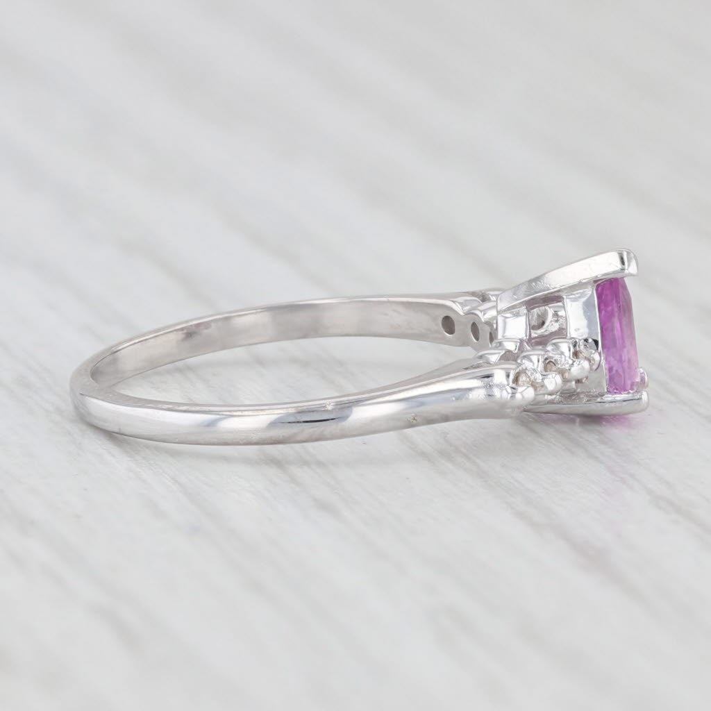 Light Gray 0.56ctw Pink Pear Sapphire Diamond Ring 14k White Gold Size 5.5