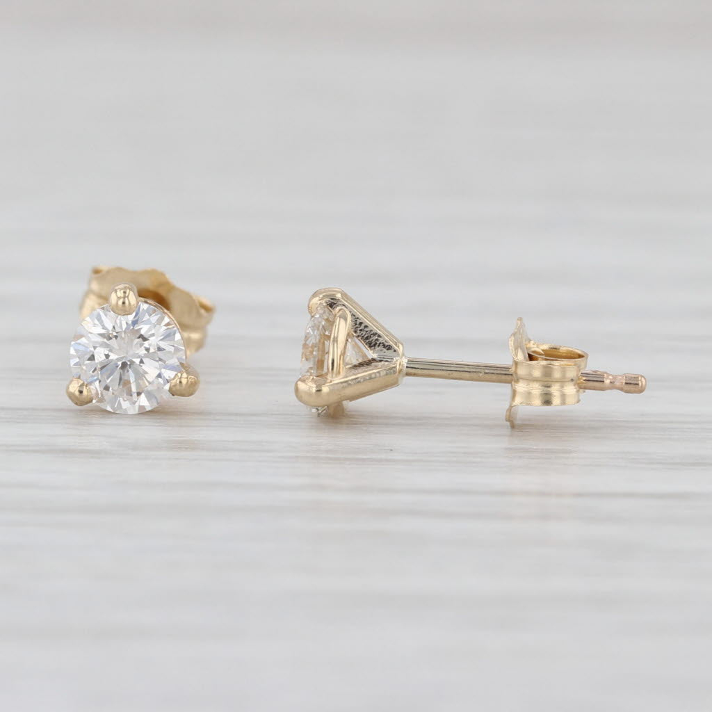 New 0.66ctw Round Brilliant Diamond Solitaire Stud Earrings 14k Gold Studs