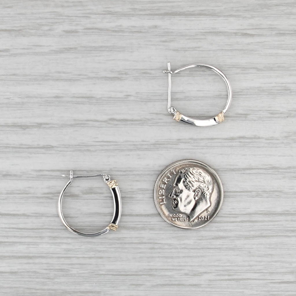 0.10ctw Diamond Hoop Earrings 10k White Yellow Gold Snap Top Round Hoops