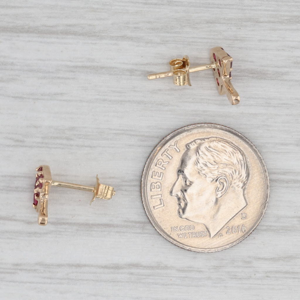 Light Gray New 0.30ctw Ruby Mushroom Stud Earrings 14k Yellow Gold