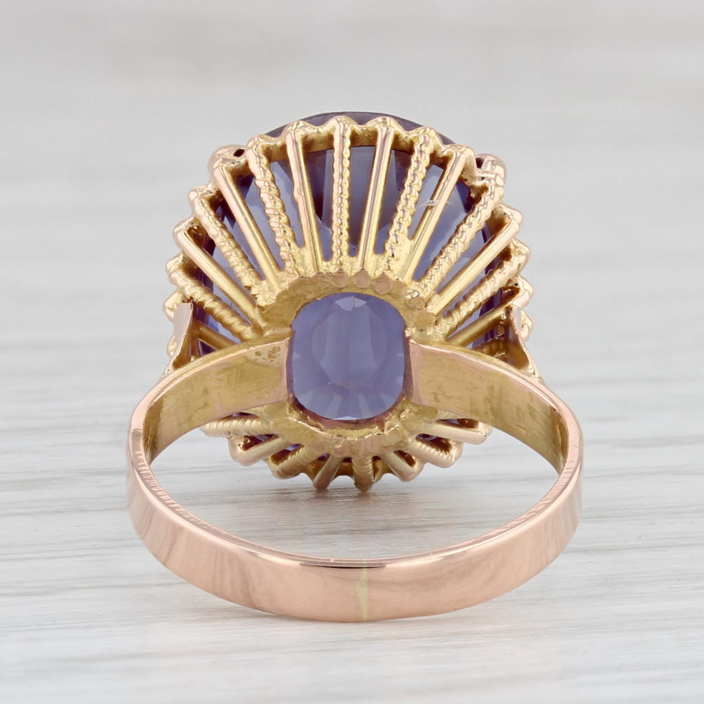 Light Gray 16.10ct Lab Created Purple Sapphire Ring 18k Rose Gold Oval Solitaire Size 6