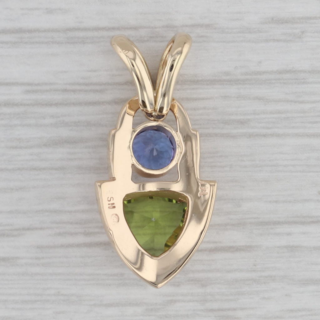 Gray Ofiesh 2.07ctw Peridot and Tanzanite 14k Yellow Gold Pendant