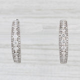 Light Gray 0.34ctw Diamond Hoop Earrings 10k White Gold Hinged Snap Top