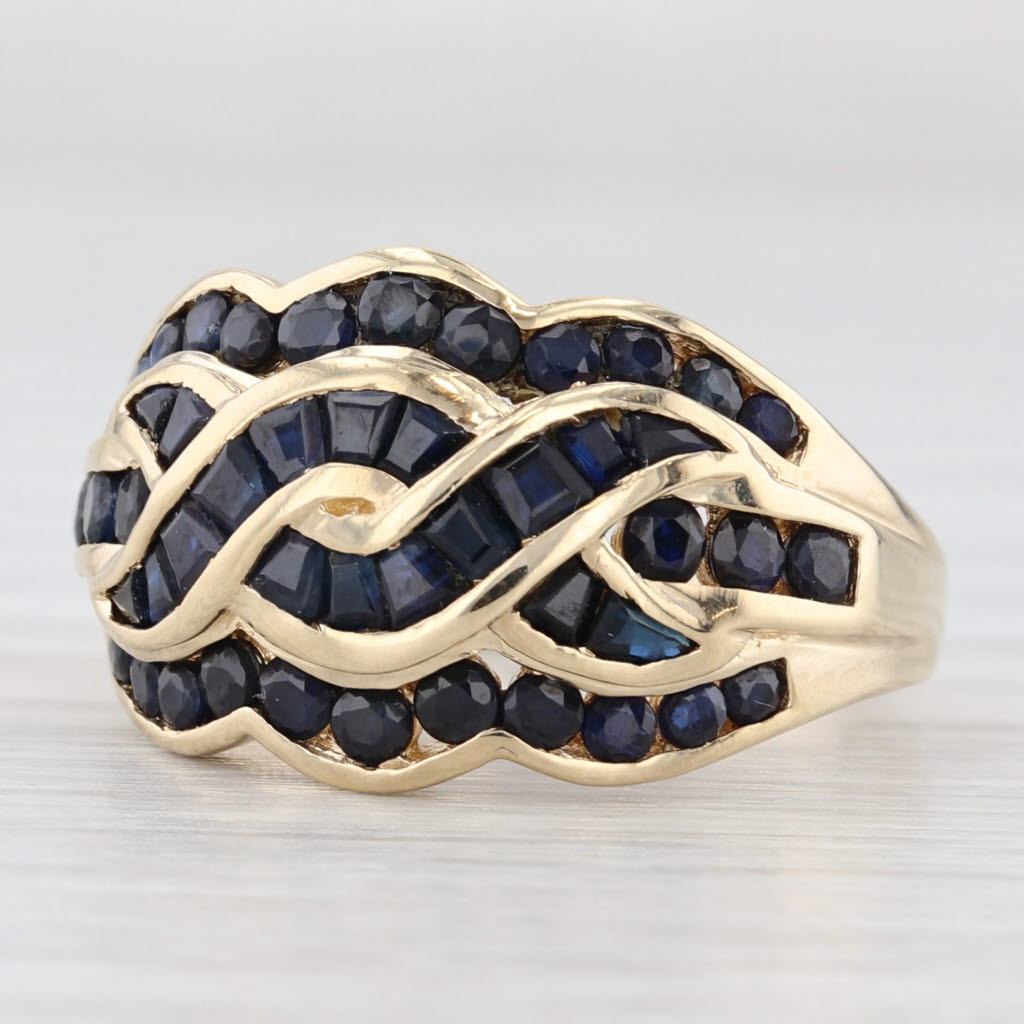 Light Gray 1.54ctw Blue Sapphire Knot Ring 10k Yellow Gold Size 7