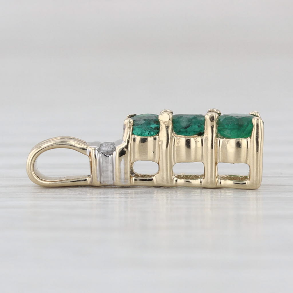 0.51ctw Diamond Emerald 3-Stone Journey Pendant 10k Yellow Gold
