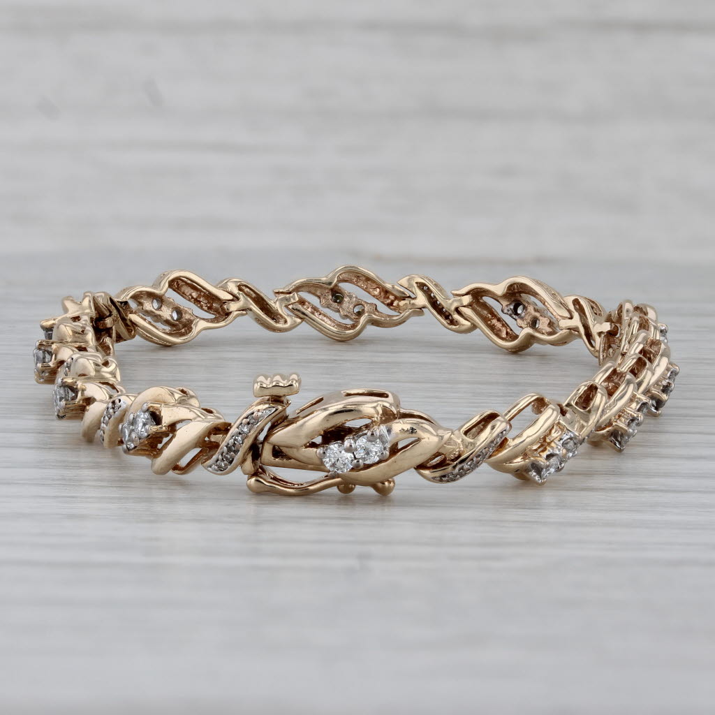 Gray 1ctw Diamond San Marco Link Bracelet 10k Yellow Gold 7"